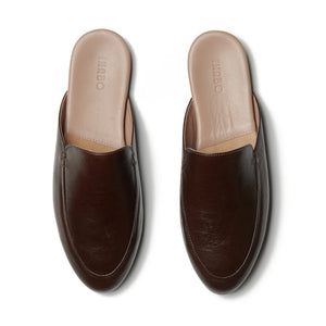 Women's Brown Patent Leather Slippers with Almondi insole