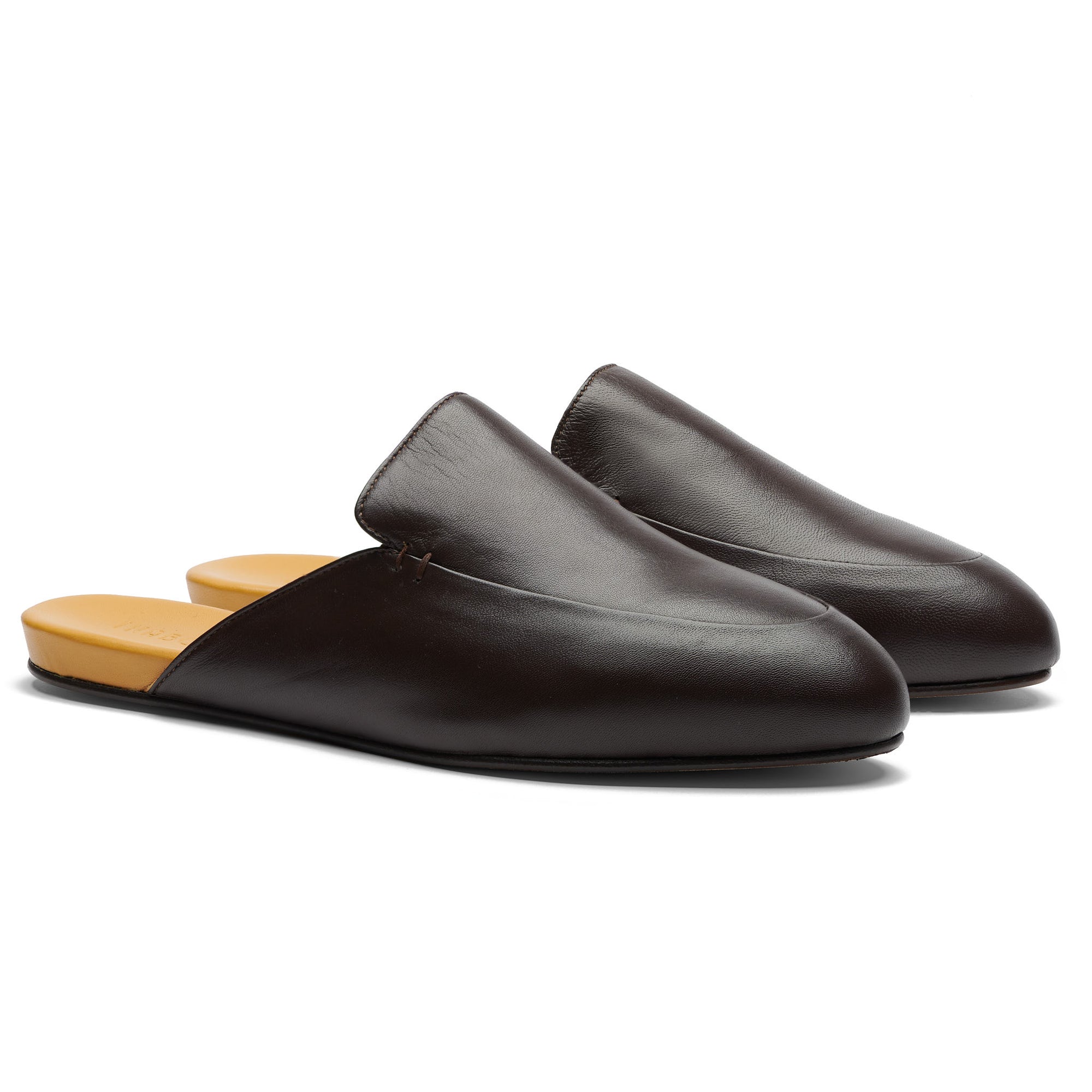 Men's Dark Brown Leather Slippers