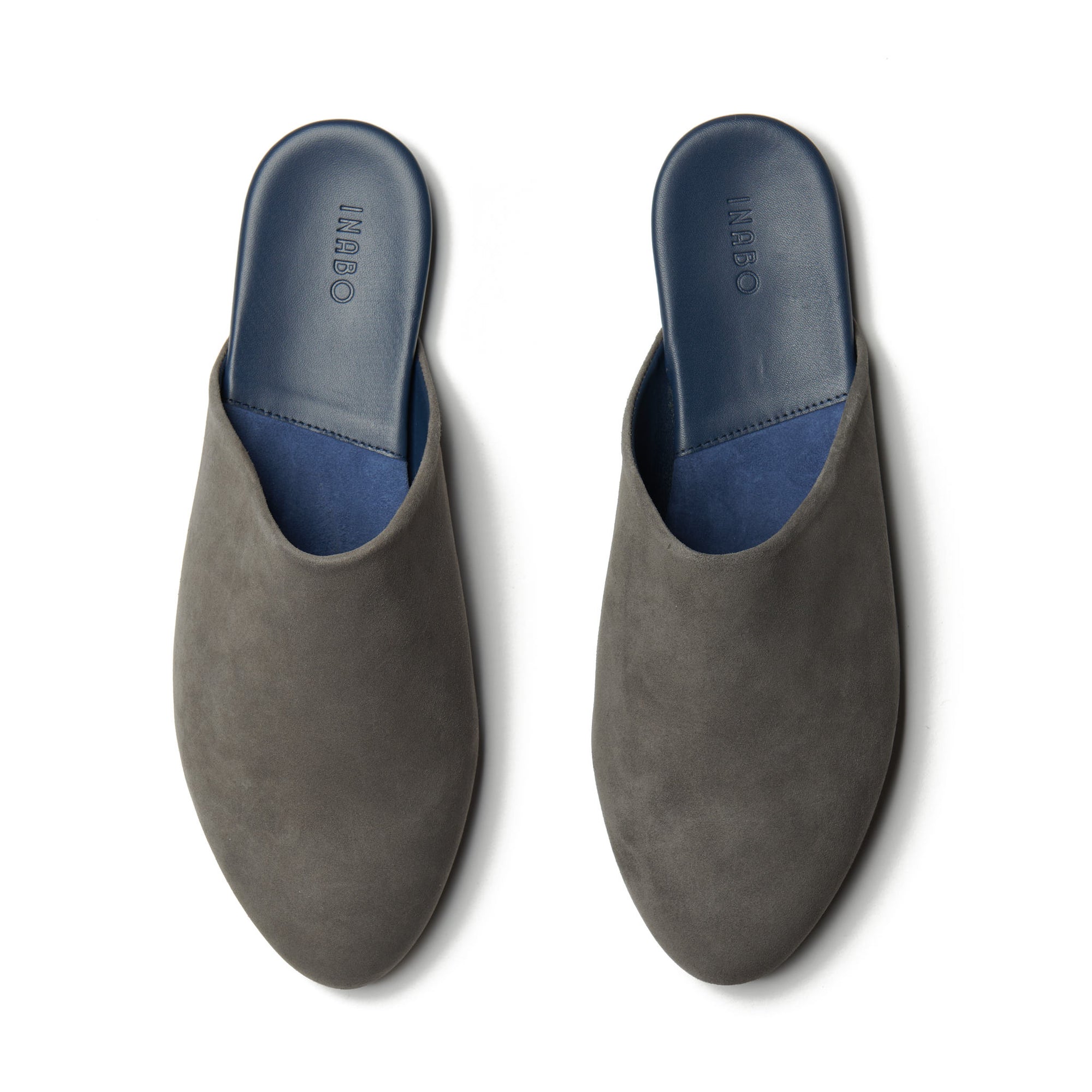 Men's Grey Suede Slippers with Blue Insole