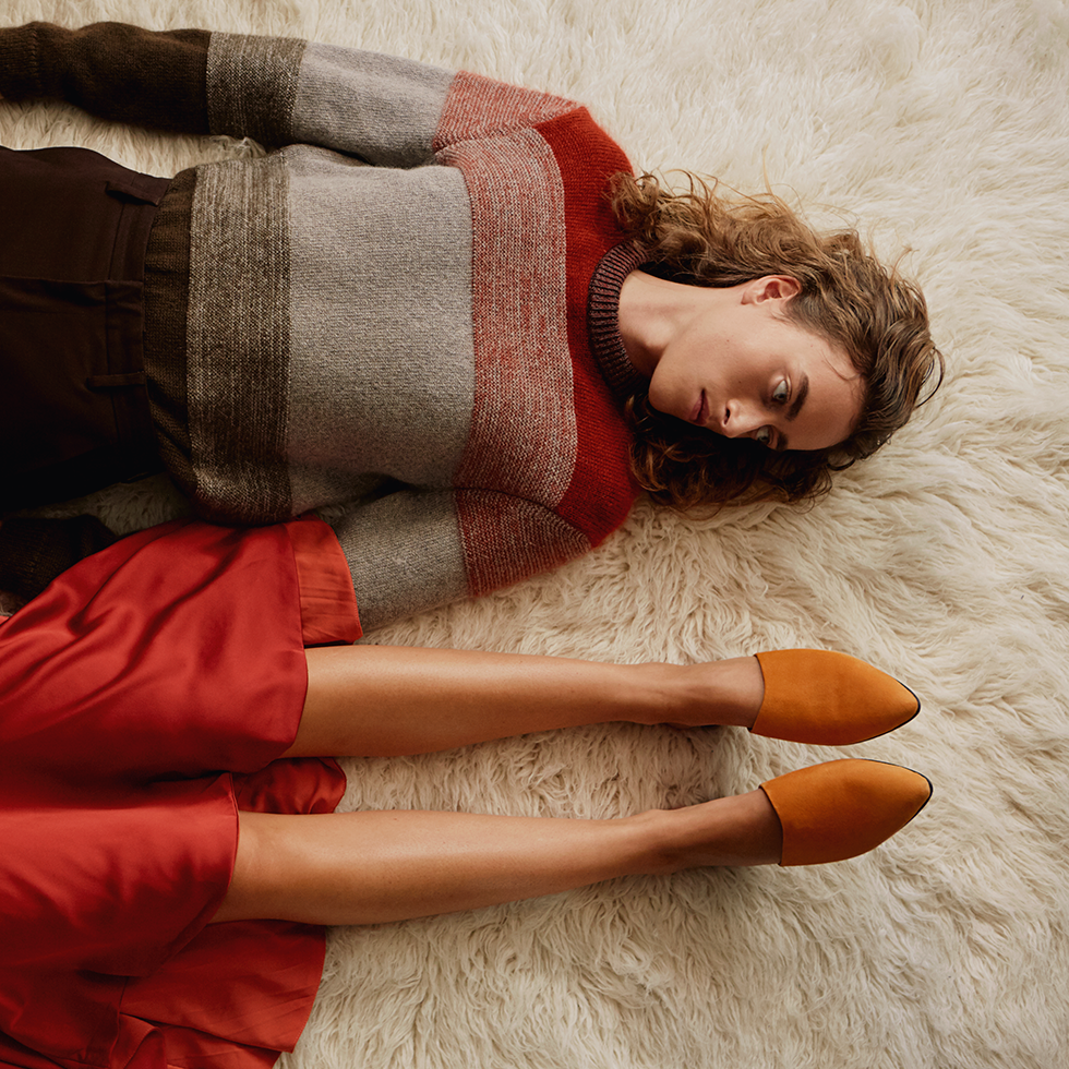 Women's yellow suede slippers from Inabo