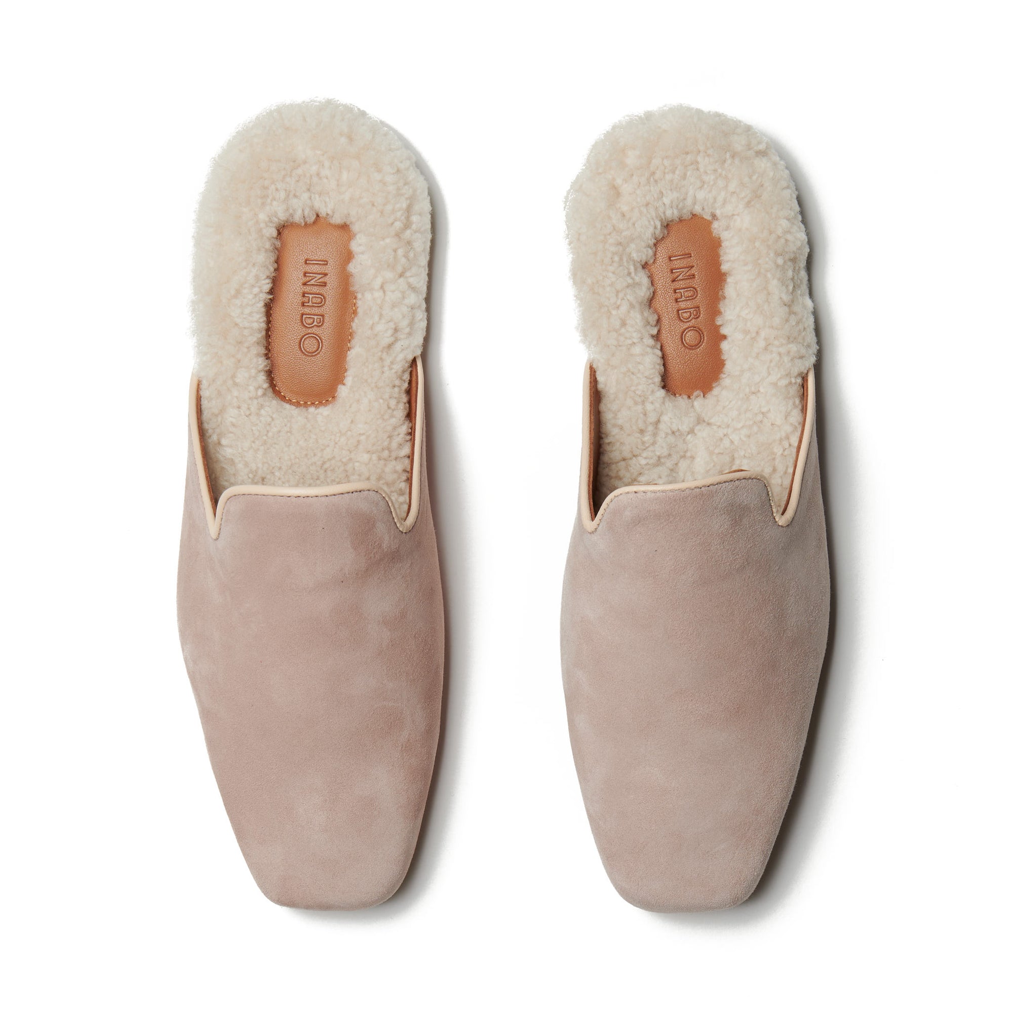 Women's Pink Suede Slippers with White Shearling