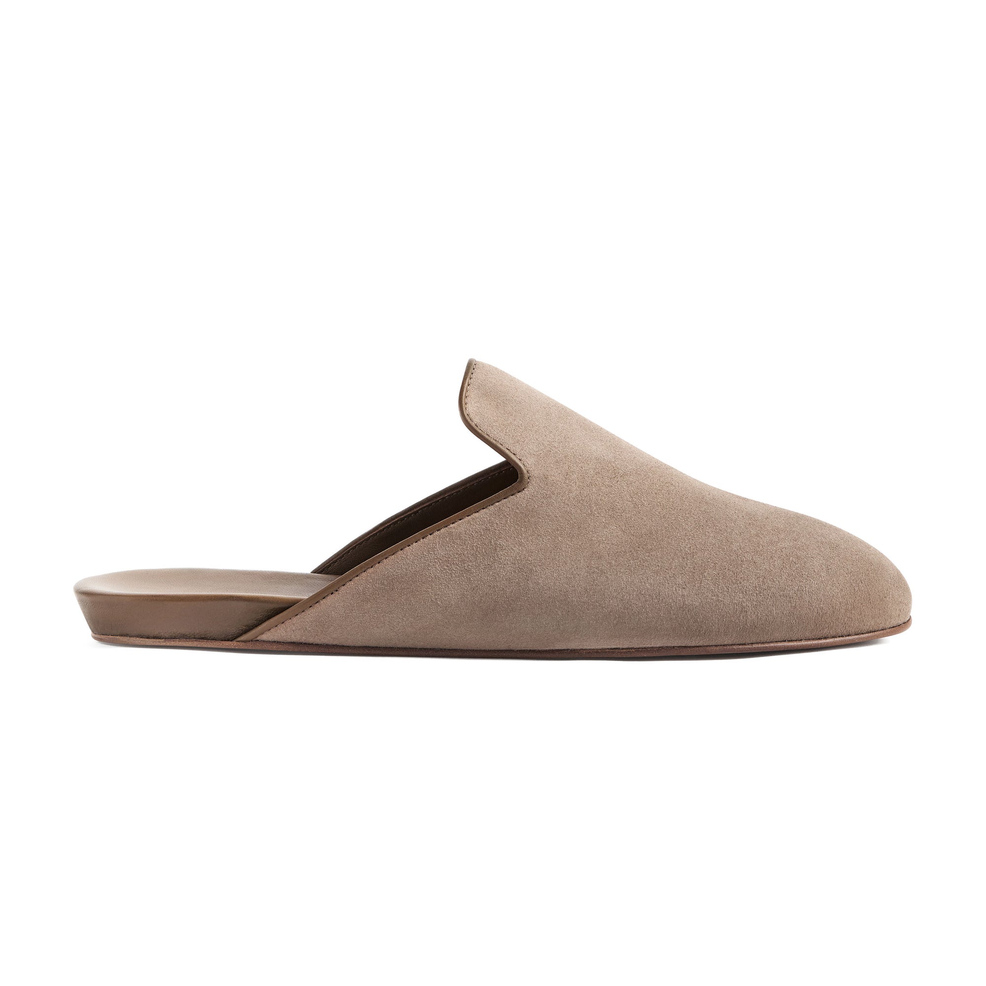 Inabo Men's Fritz slipper in taupe suede in profile
