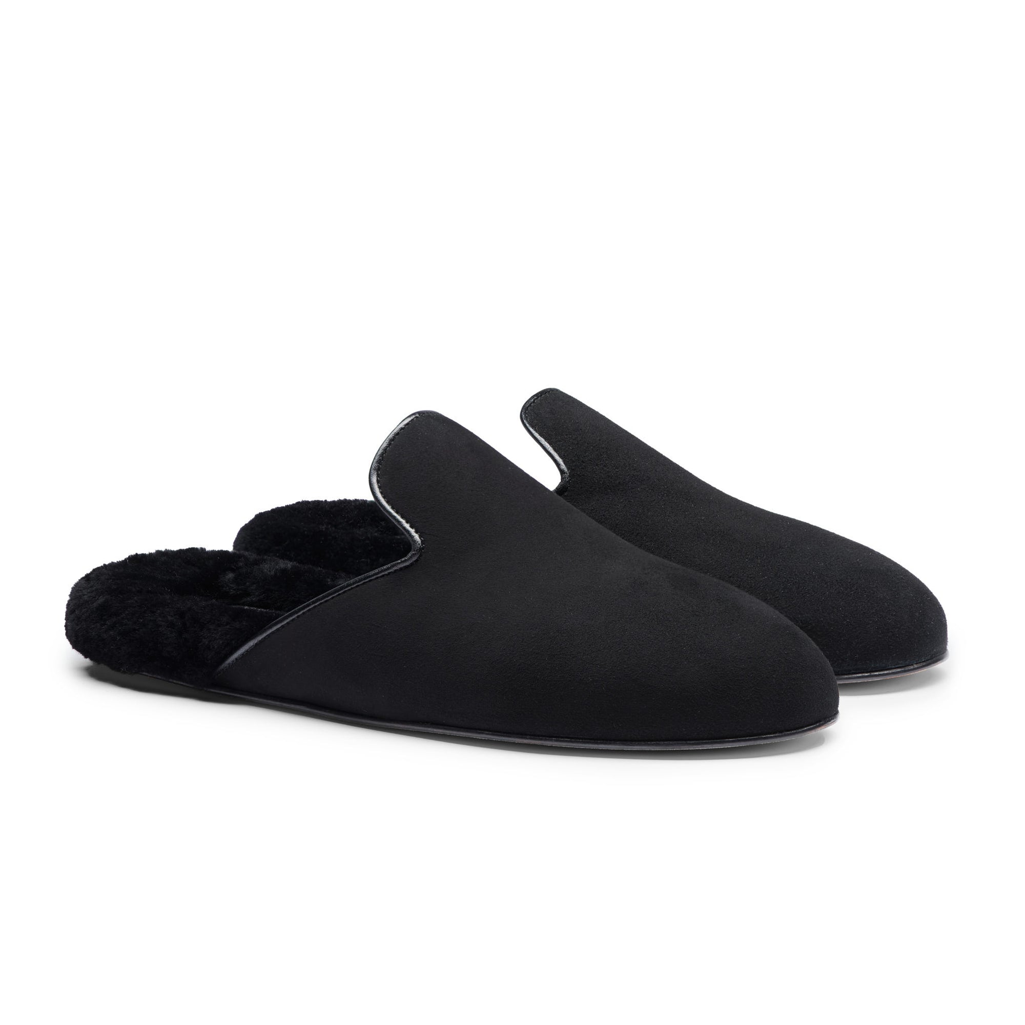 Inabo Men's Fritz Slipper in Black Suede and Shearling
