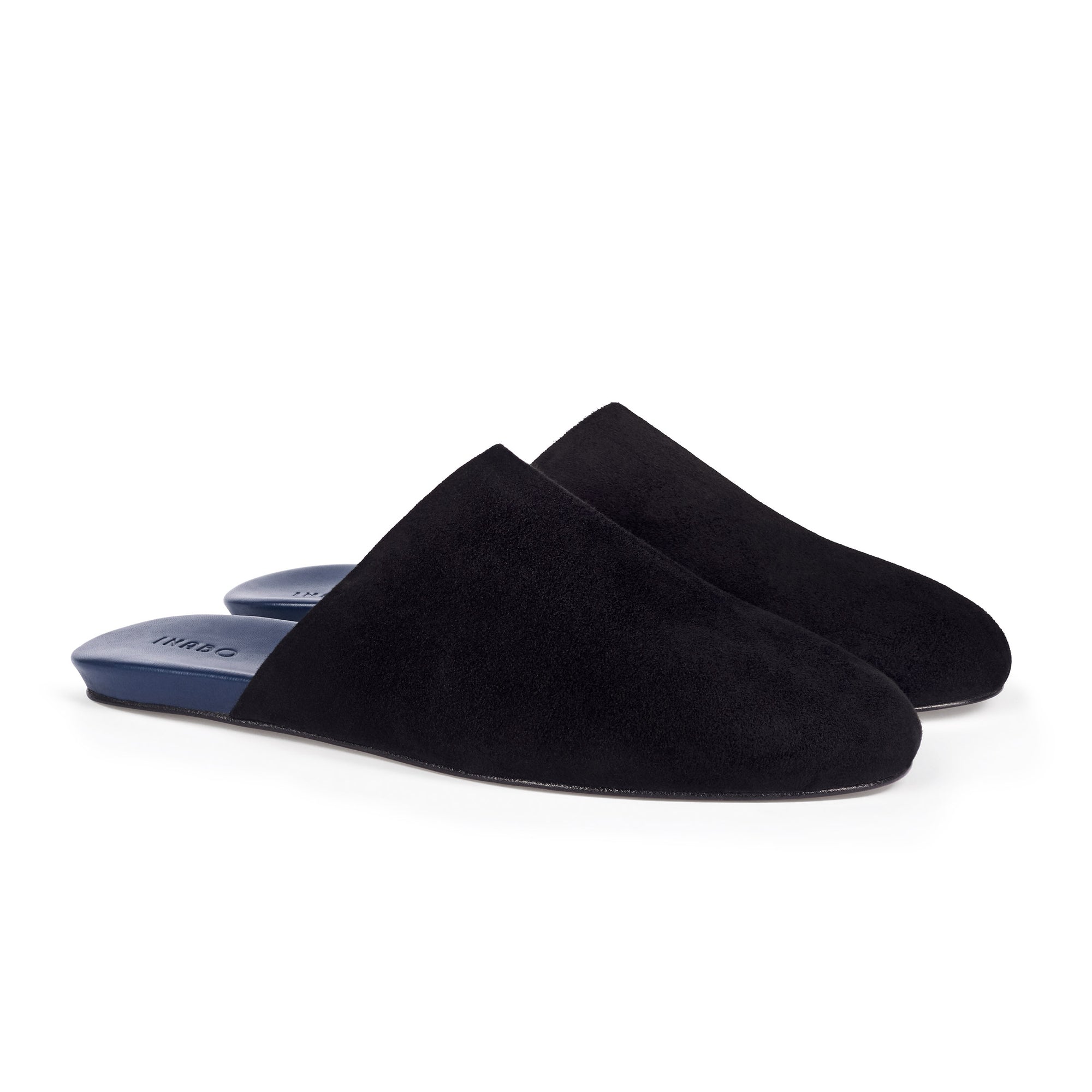 Inabo Men's Slider slippers in black suede and leather outer sole