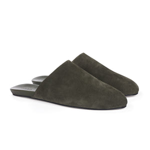 Inabo Men's Slider slipper in army suede and leather outer sole