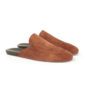 Inabo Men's Slowfer slipper in brown suede with a leather outer sole